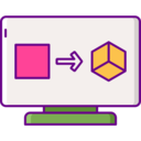 computer,monitor,screen,square,cube,3d,transformation,2d,data transformation